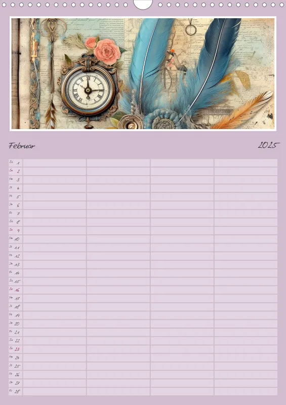 Familienplaner-Vintage-Federn