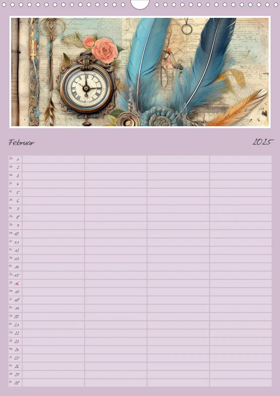 Familienplaner-Vintage-Federn