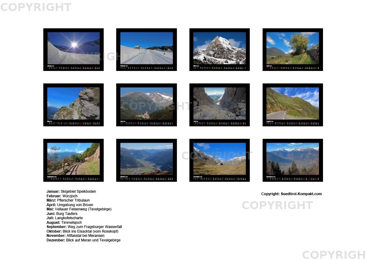 Südtirol-Wandkalender 2018 Din A3 Querformat