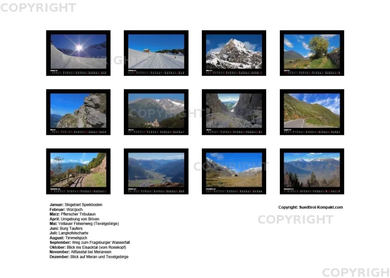 Südtirol-Wandkalender 2018 Din A3 Querformat