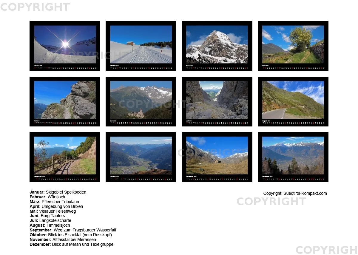 Südtirol-Wandkalender 2018 Din A4 Querformat
