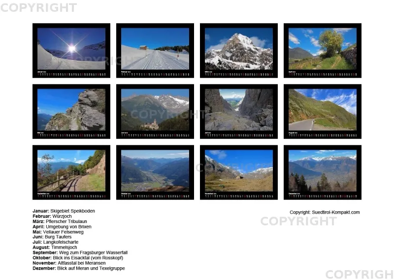 Südtirol-Wandkalender 2018 Din A4 Querformat