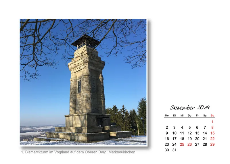 Tischkalender Vogtland 2019 - A5 - Querformat - 14 Seiten - Spiralbindung