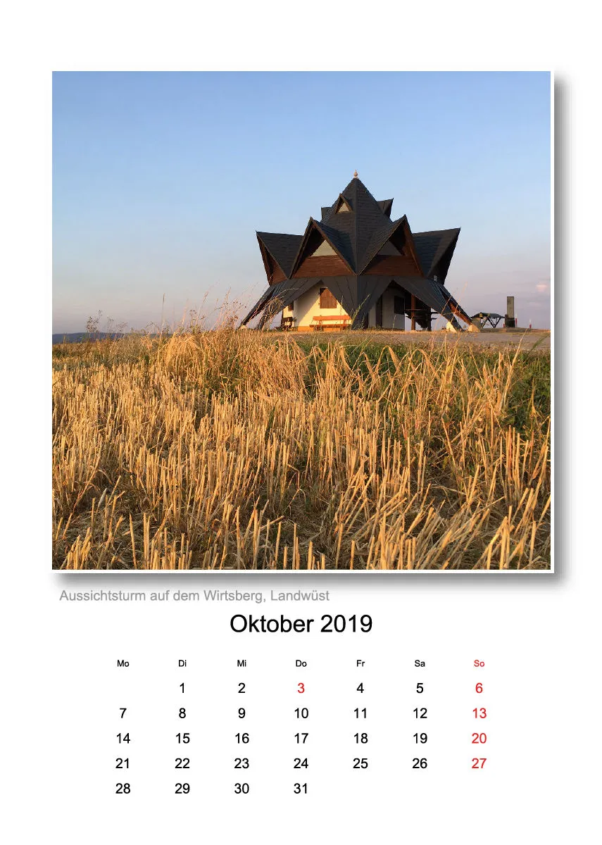 A4 - Vogtland-Kalender 2019 - 14 Seiten - Spiralbindung