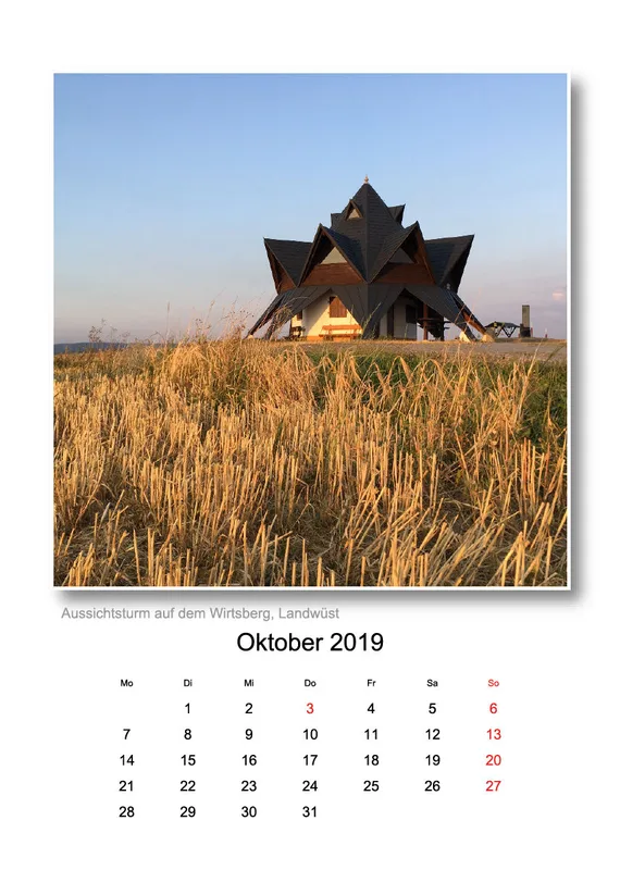 A4 - Vogtland-Kalender 2019 - 14 Seiten - Spiralbindung