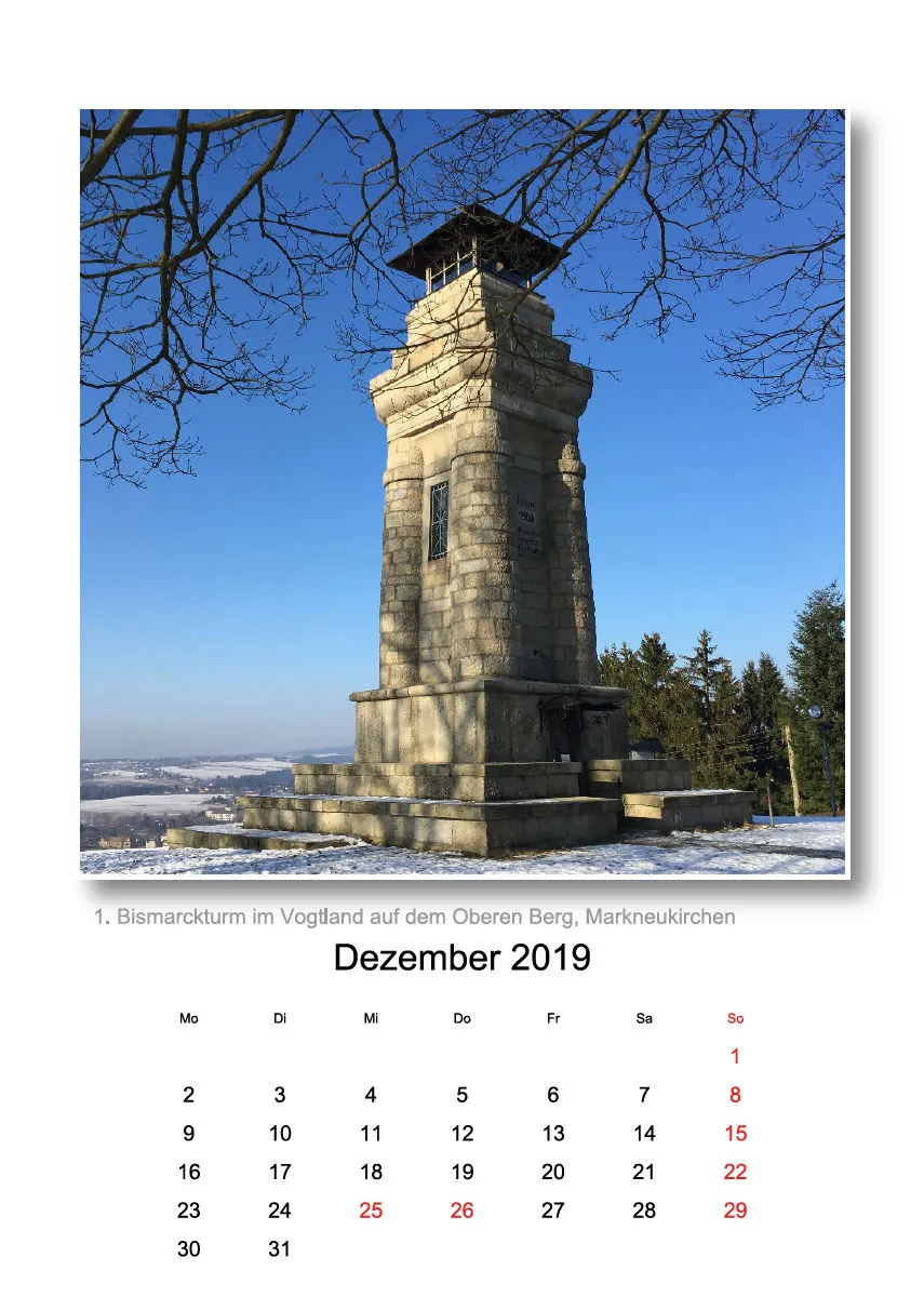 A4 - Vogtland-Kalender 2019 - 14 Seiten - Spiralbindung